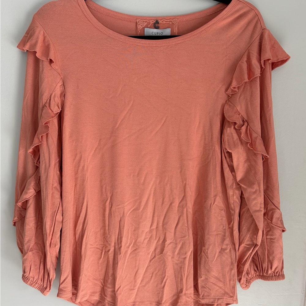 Ruffled Feminine Coral Cottagecore BohoRevival NWT Top Size M